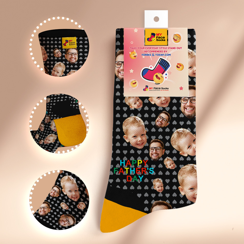 Custom Full Face Photo Print Socks Colorful Happy Fathers Day Personalized Custom Design Best Gift Idea - MyFaceSocks
