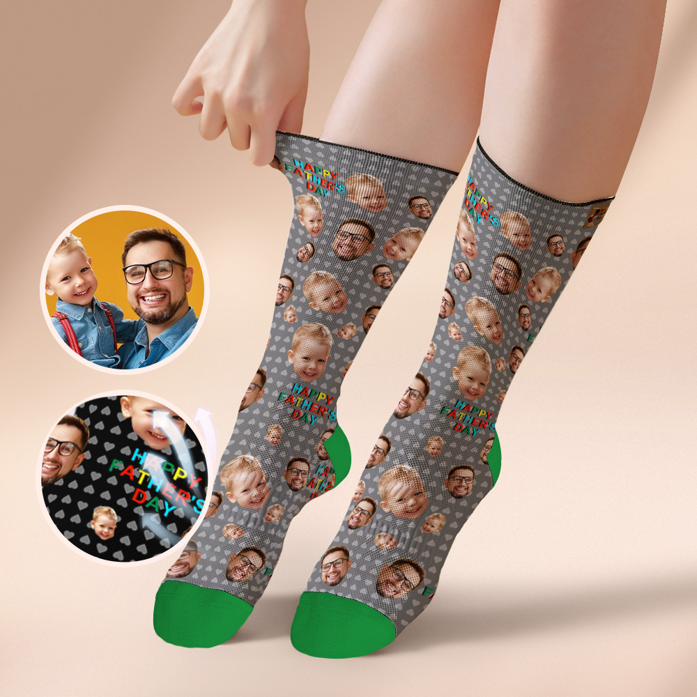 Custom Full Face Photo Print Socks Colorful Happy Fathers Day Personalized Custom Design Best Gift Idea - MyFaceSocks