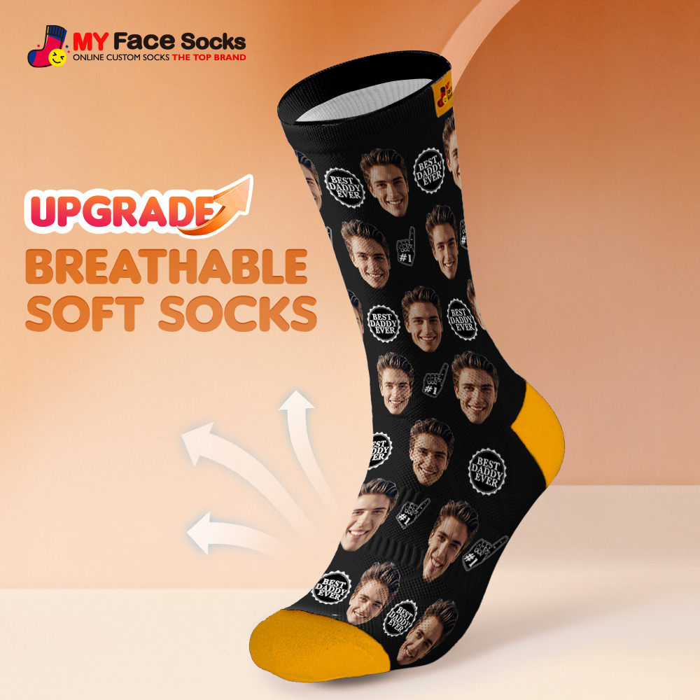 Custom Full Face Photo Print Socks Colorful Best Dad Ever Socks Personalized Custom Design Best Gift Idea For Father - MyFaceSocks