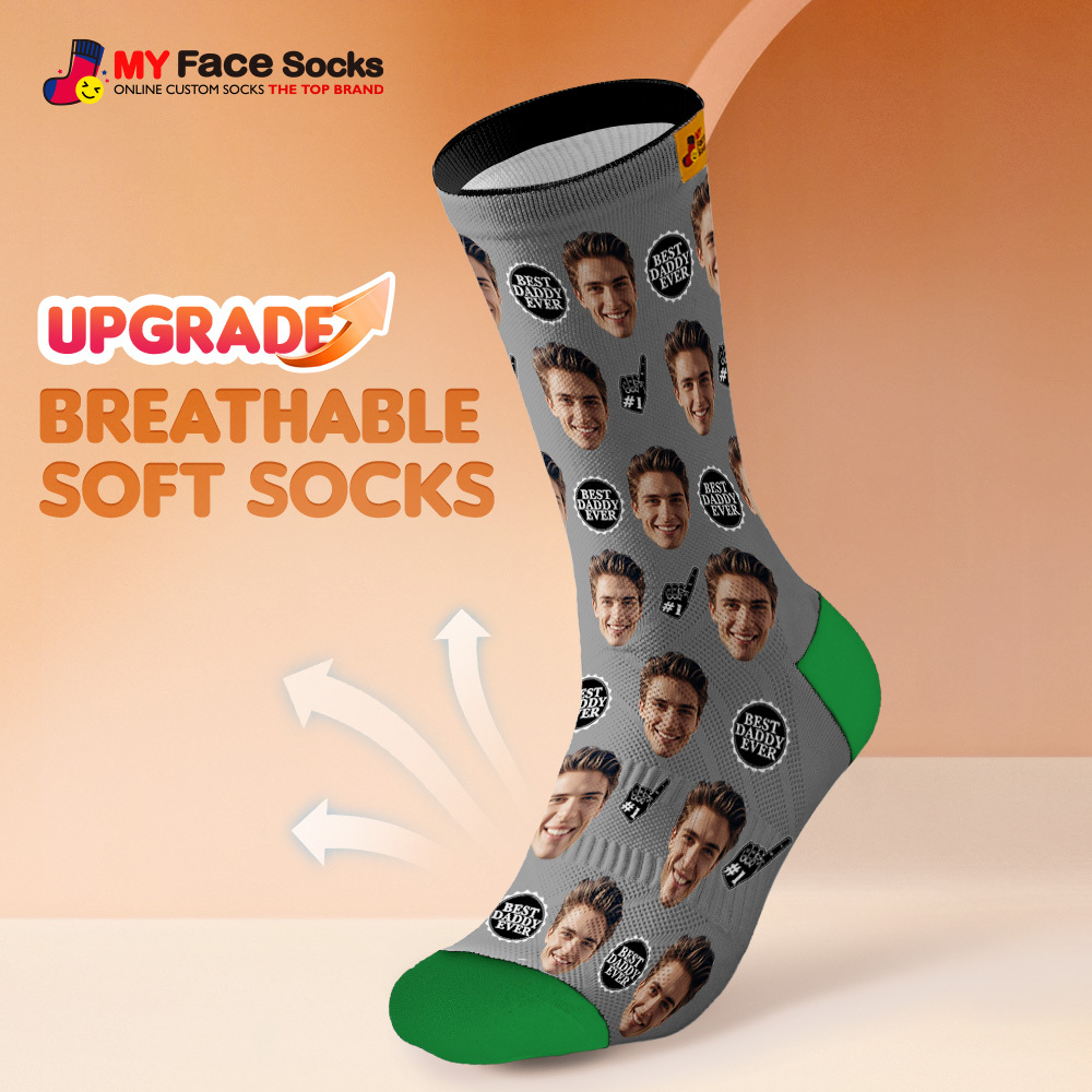 Custom Full Face Photo Print Socks Colorful Best Dad Ever Socks Personalized Custom Design Best Gift Idea For Father - MyFaceSocks