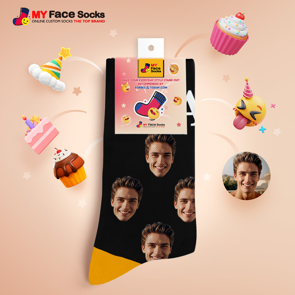 Custom Full Face Photo Print Socks, Colorful Crown Dad Socks Personalized Custom Design Best Gift For Dad - MyFaceSocks