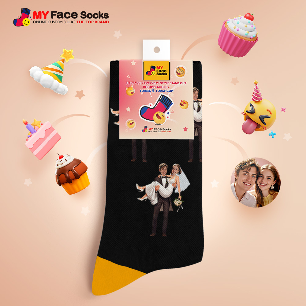 Custom Face Socks #BFF Add Multiple Photos Gift for Besties Personalized Face Socks