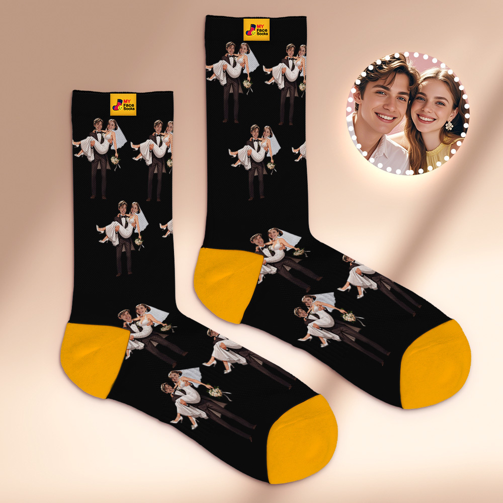 Custom Face Socks #BFF Add Multiple Photos Gift for Besties Personalized Face Socks