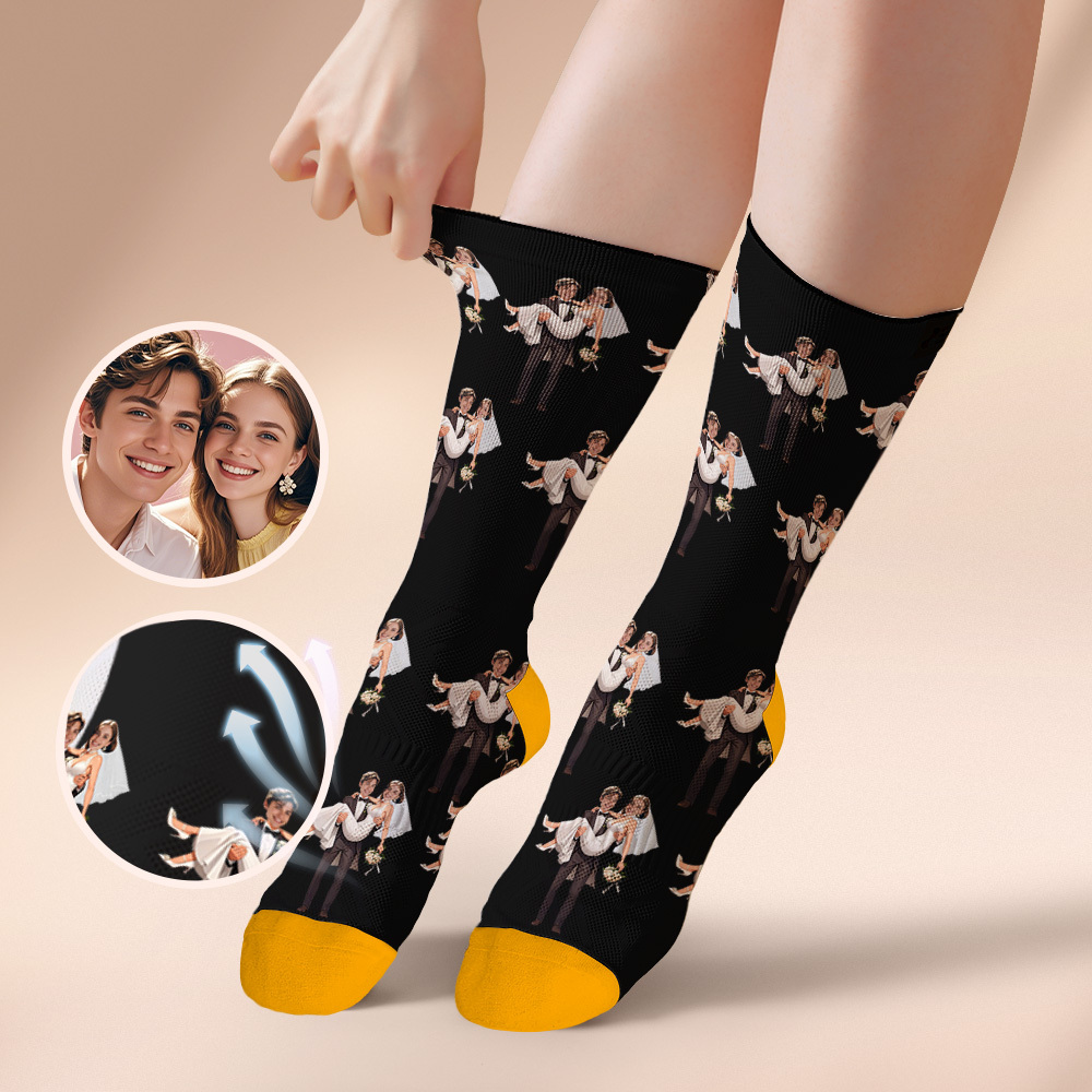 Custom Face Socks #BFF Add Multiple Photos Gift for Besties Personalized Face Socks