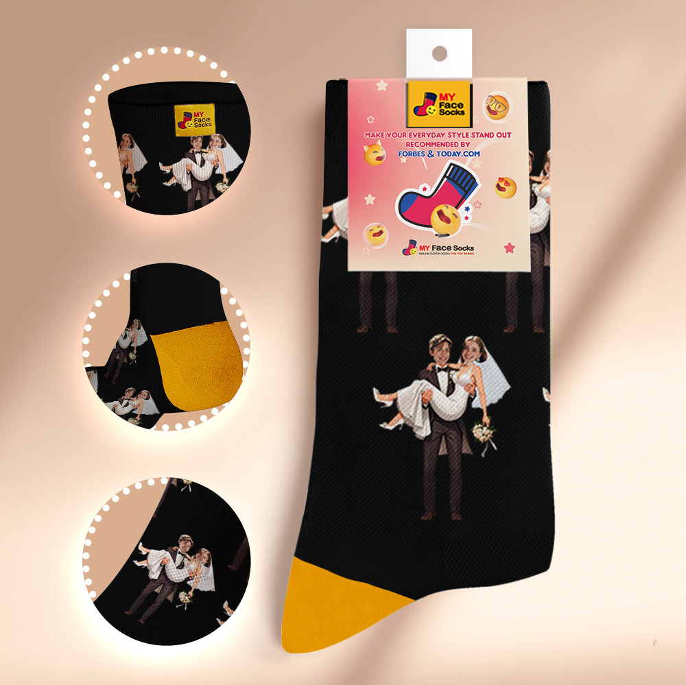 Custom Face Socks #BFF Add Multiple Photos Gift for Besties Personalized Face Socks
