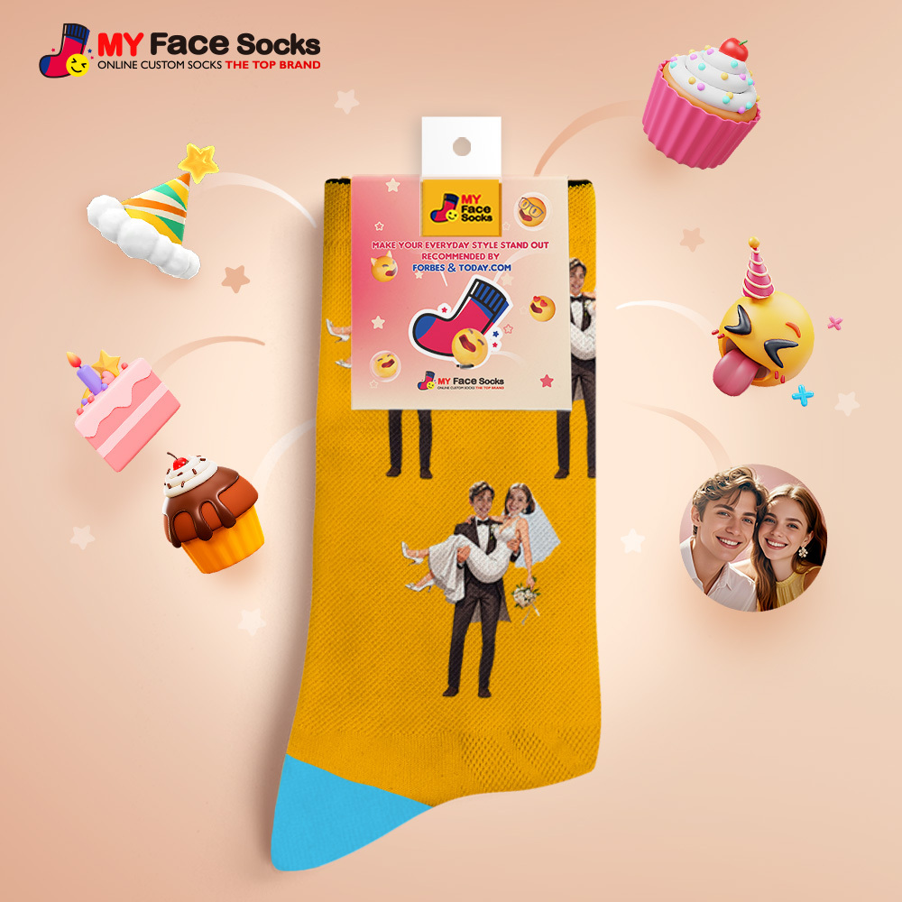 Custom Face Socks #BFF Add Multiple Photos Gift for Besties Personalized Face Socks