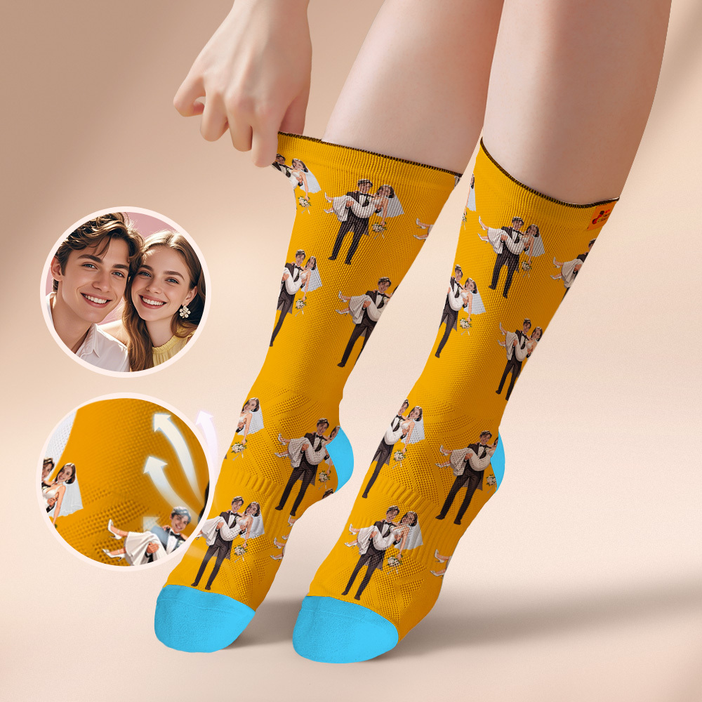 Custom Face Socks #BFF Add Multiple Photos Gift for Besties Personalized Face Socks