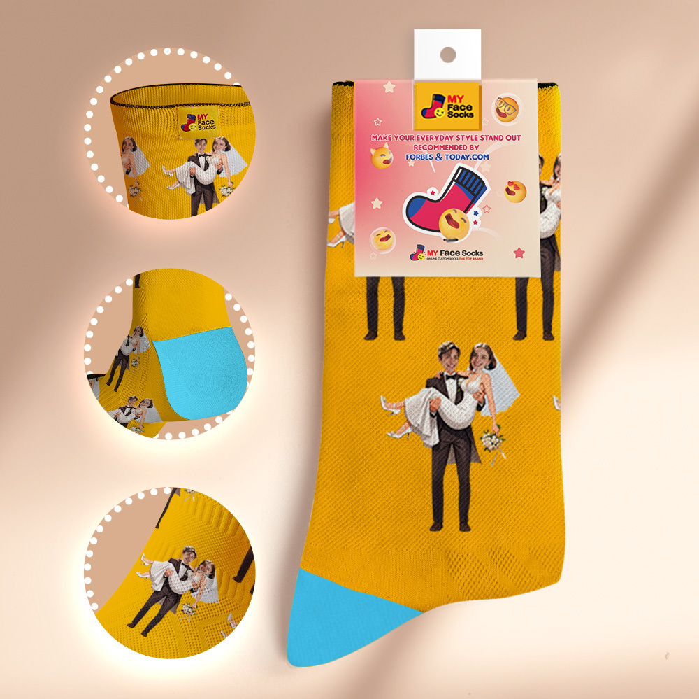 Custom Face Socks #BFF Add Multiple Photos Gift for Besties Personalized Face Socks