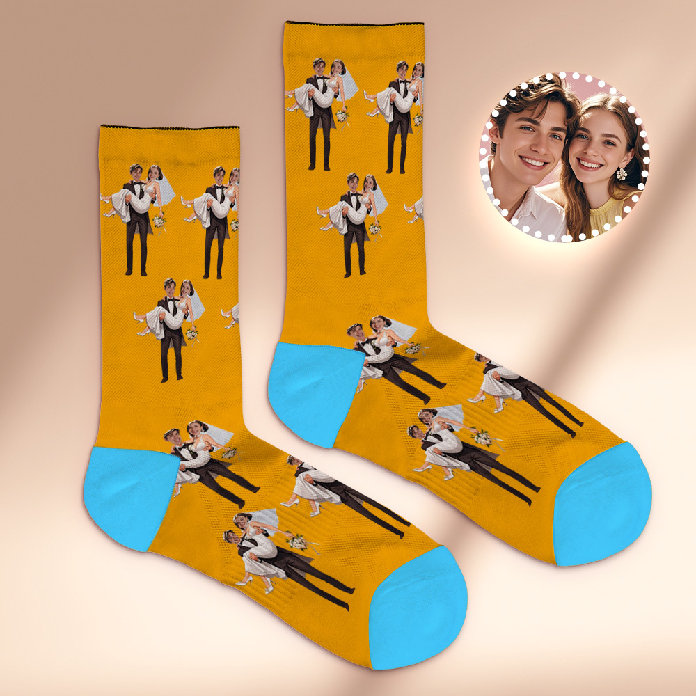 Custom Face Socks #BFF Add Multiple Photos Gift for Besties Personalized Face Socks