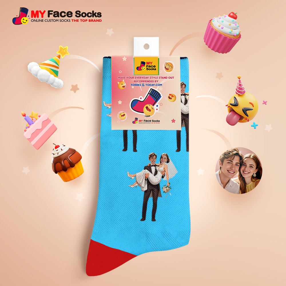Custom Face Socks #BFF Add Multiple Photos Gift for Besties Personalized Face Socks