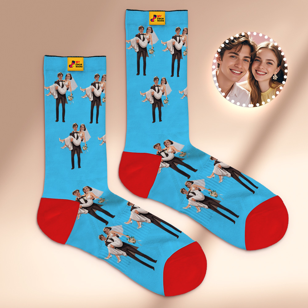 Custom Face Socks #BFF Add Multiple Photos Gift for Besties Personalized Face Socks