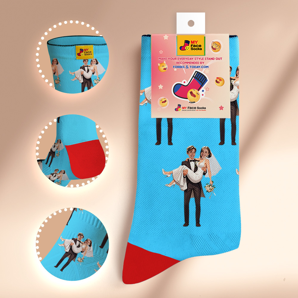 Custom Face Socks #BFF Add Multiple Photos Gift for Besties Personalized Face Socks