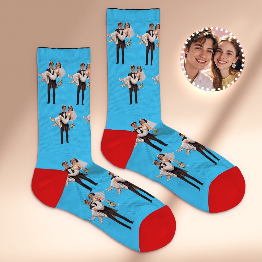 Custom Face Socks #BFF Add Multiple Photos Gift for Besties Personalized Face Socks