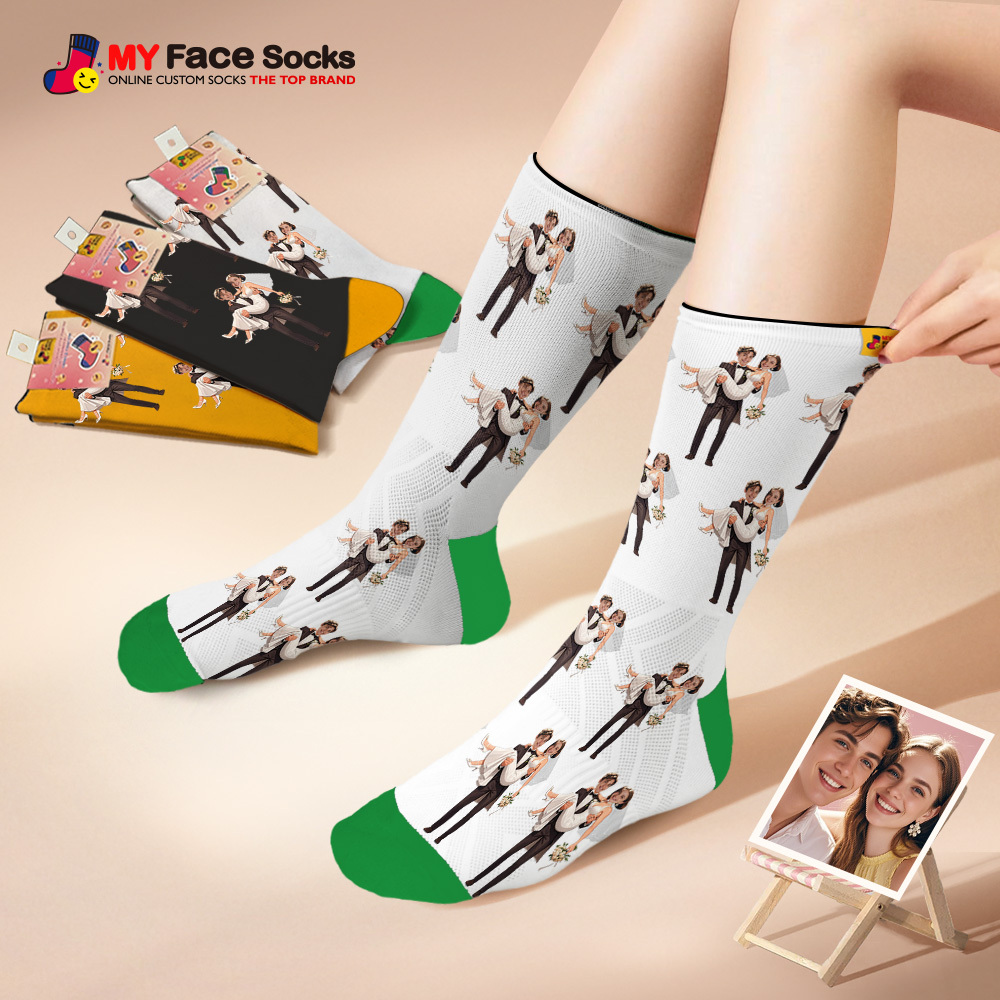 Custom Face Socks #BFF Add Multiple Photos Gift for Besties Personalized Face Socks