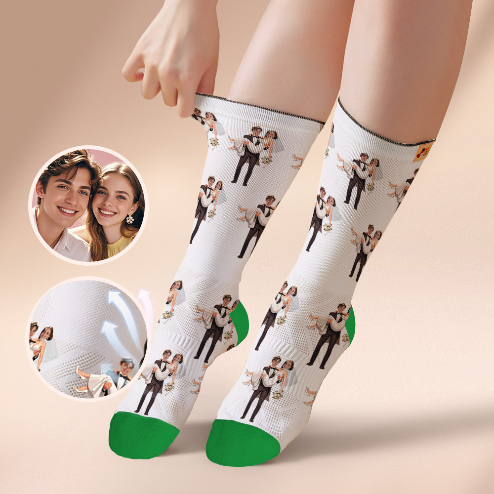 Custom Face Socks #BFF Add Multiple Photos Gift for Besties Personalized Face Socks
