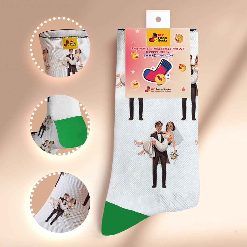 Custom Face Socks #BFF Add Multiple Photos Gift for Besties Personalized Face Socks