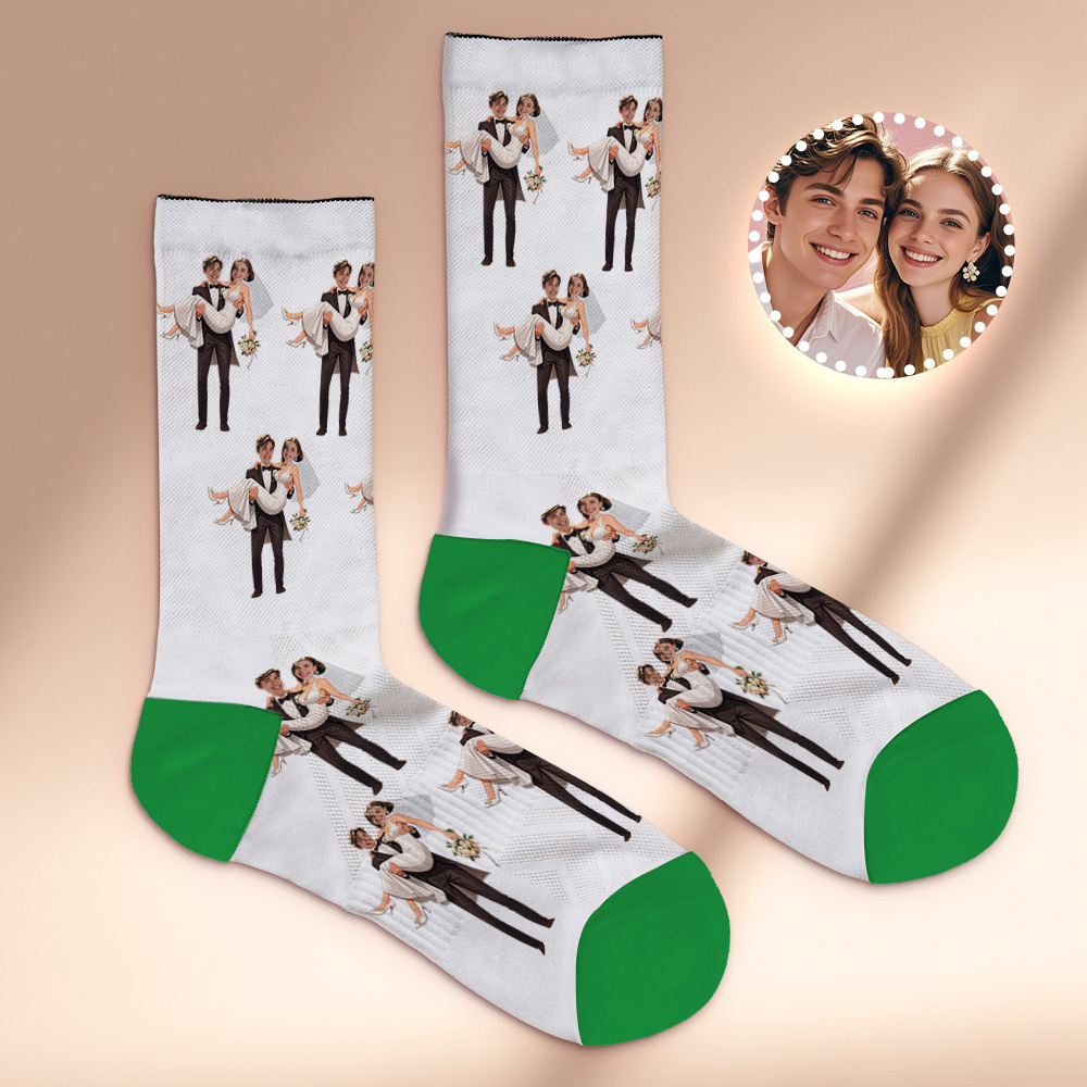 Custom Face Socks #BFF Add Multiple Photos Gift for Besties Personalized Face Socks