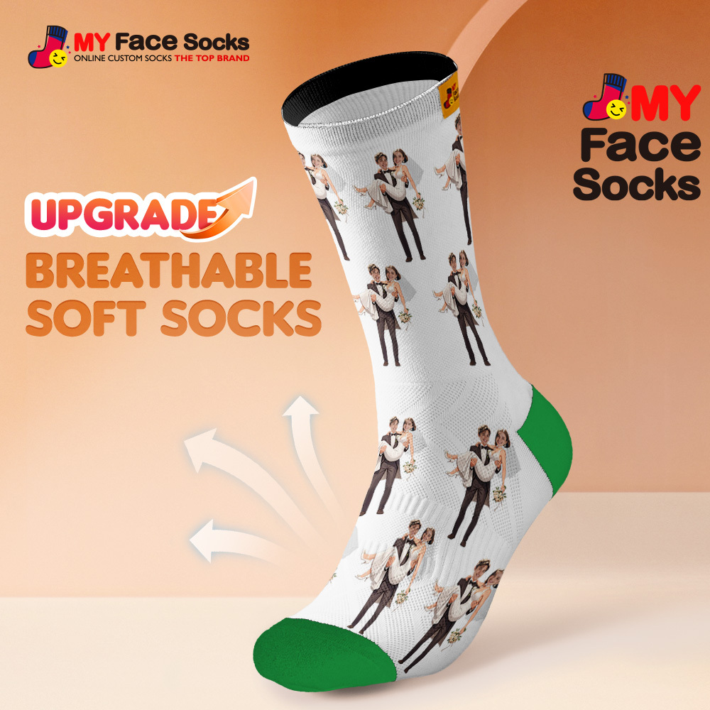 Custom Face Socks #BFF Add Multiple Photos Gift for Besties Personalized Face Socks