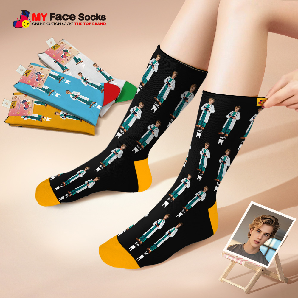 Custom Face Socks #BFF Add Multiple Photos Gift for Besties Personalized Face Socks