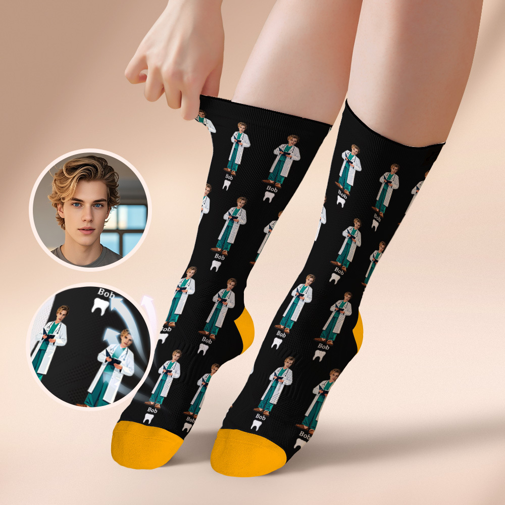 Custom Face Socks #BFF Add Multiple Photos Gift for Besties Personalized Face Socks