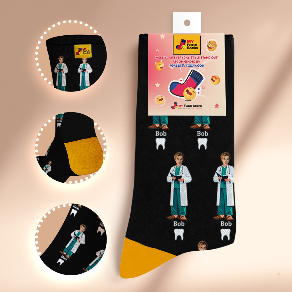 Custom Face Socks #BFF Add Multiple Photos Gift for Besties Personalized Face Socks