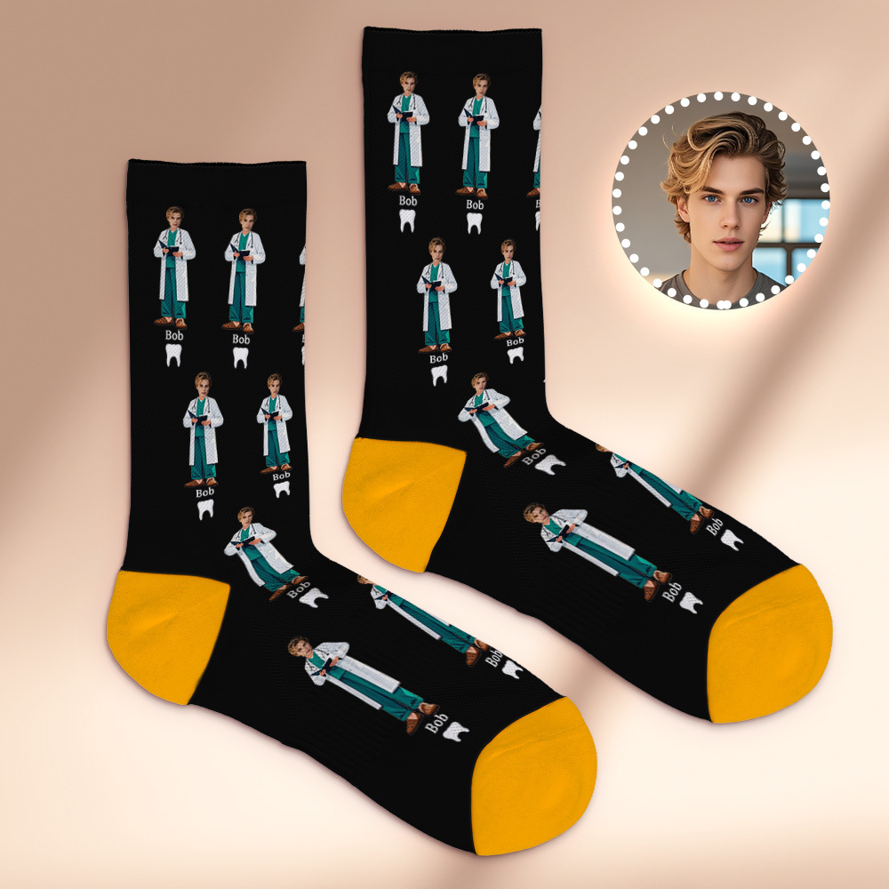 Custom Face Socks #BFF Add Multiple Photos Gift for Besties Personalized Face Socks