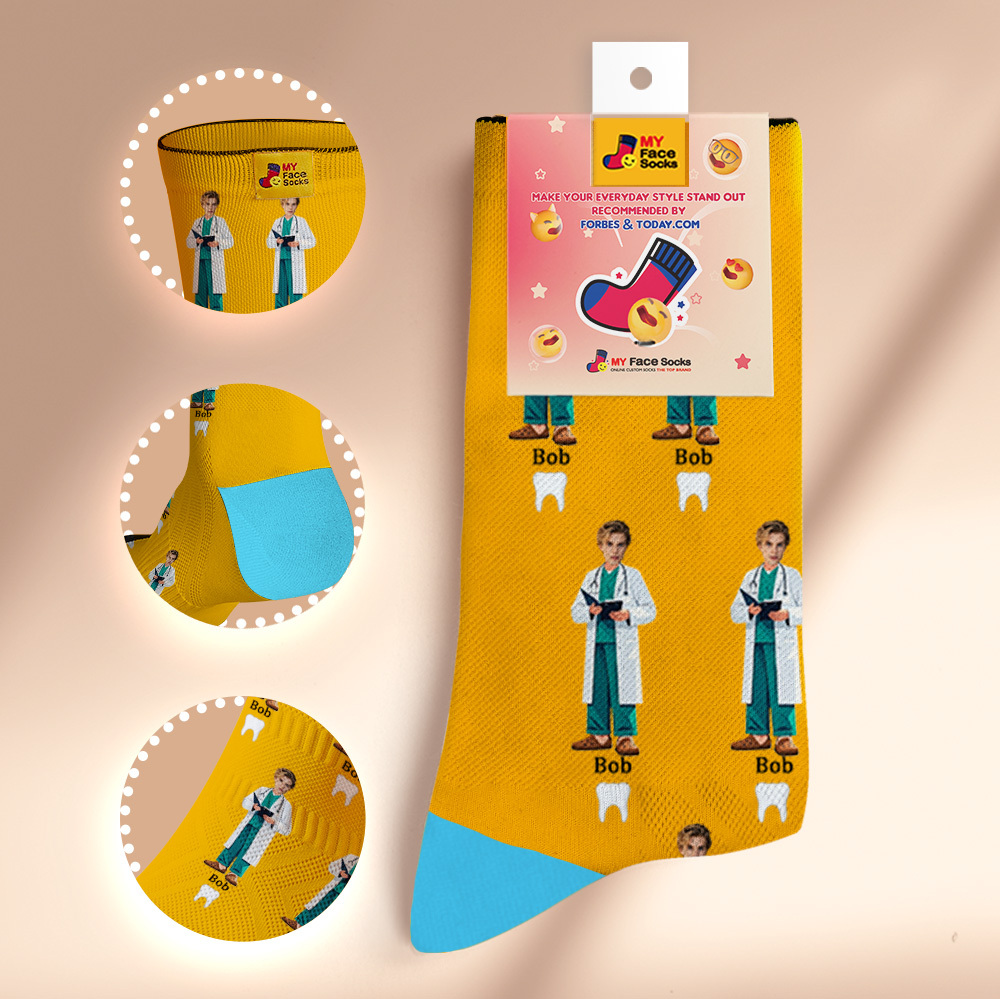 Custom Face Socks #BFF Add Multiple Photos Gift for Besties Personalized Face Socks