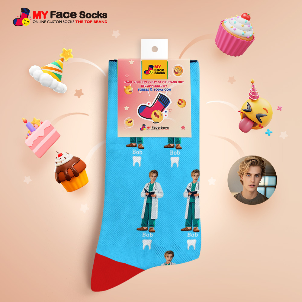 Custom Face Socks #BFF Add Multiple Photos Gift for Besties Personalized Face Socks
