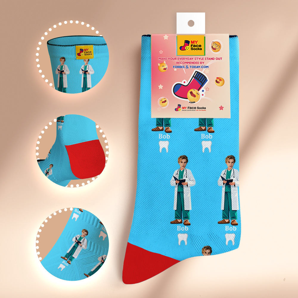 Custom Face Socks #BFF Add Multiple Photos Gift for Besties Personalized Face Socks