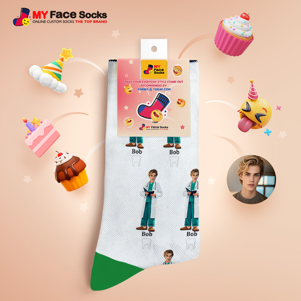 Custom Face Socks #BFF Add Multiple Photos Gift for Besties Personalized Face Socks