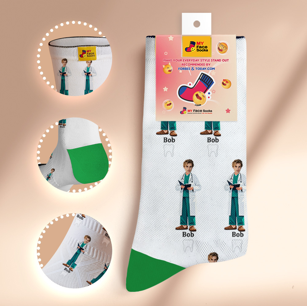 Custom Face Socks #BFF Add Multiple Photos Gift for Besties Personalized Face Socks