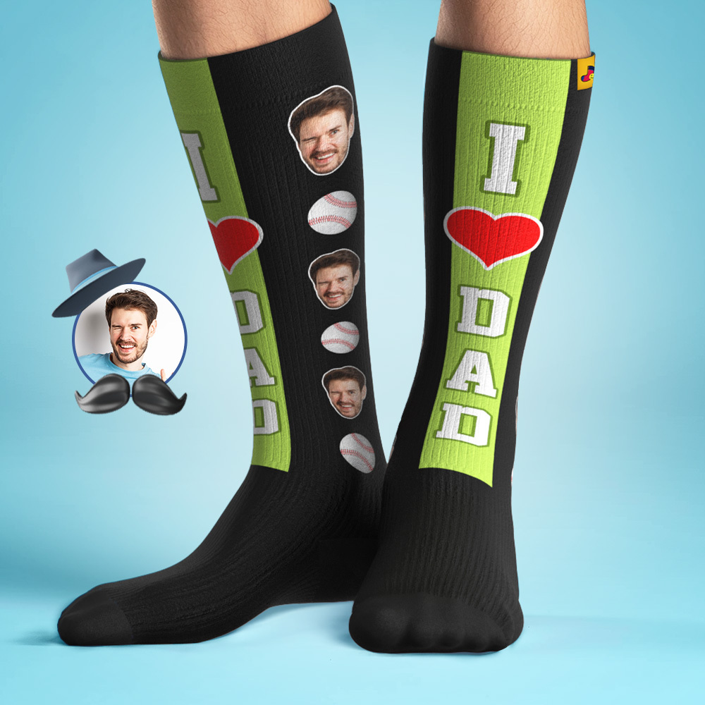 Custom I Heart Dad Athletic Knee High Socks Personalized • Compression • Father's Day Tournament • Sport Team Baseball Softball Soccer