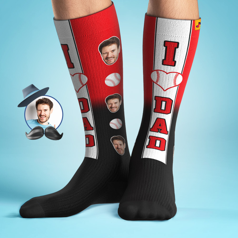 Custom I Heart Dad Athletic Knee High Socks Personalized • Compression • Father's Day Tournament • Sport Team Baseball Softball Soccer