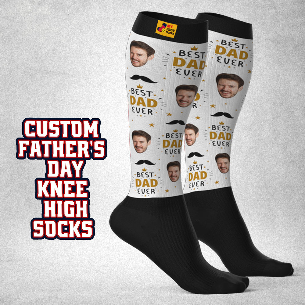 Custom Father's Day Upgrade Breathable Knee-high Compression Socks Online Preview Add Picture And Name Love Dad Gift