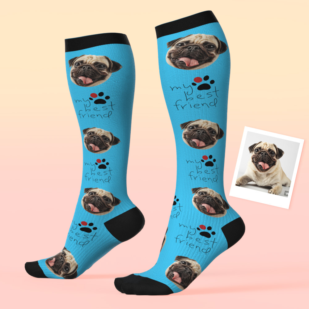Custom Face Compression Socks Personalized Knee-High Socks with Photo Gift for Him Her