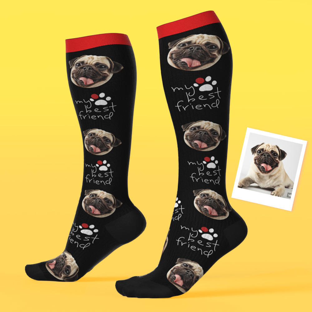 Custom Face Compression Socks Personalized Knee-High Socks with Photo Gift for Him Her