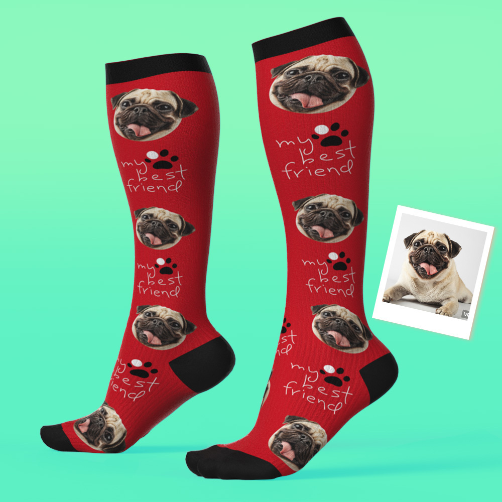 Custom Face Compression Socks Personalized Knee-High Socks with Photo Gift for Him Her