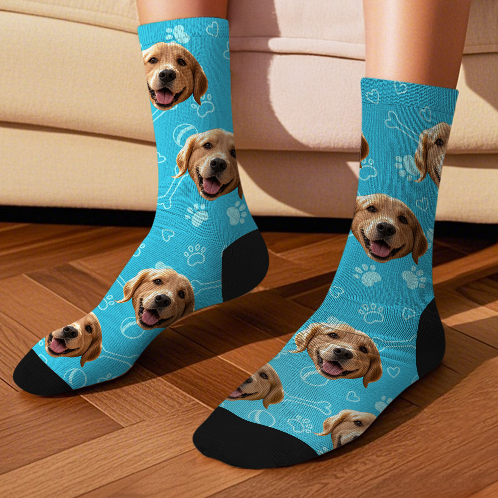 Custom Face Socks with Photos Custom Dog Paw Socks for Pet Lover Funny Gift Idea