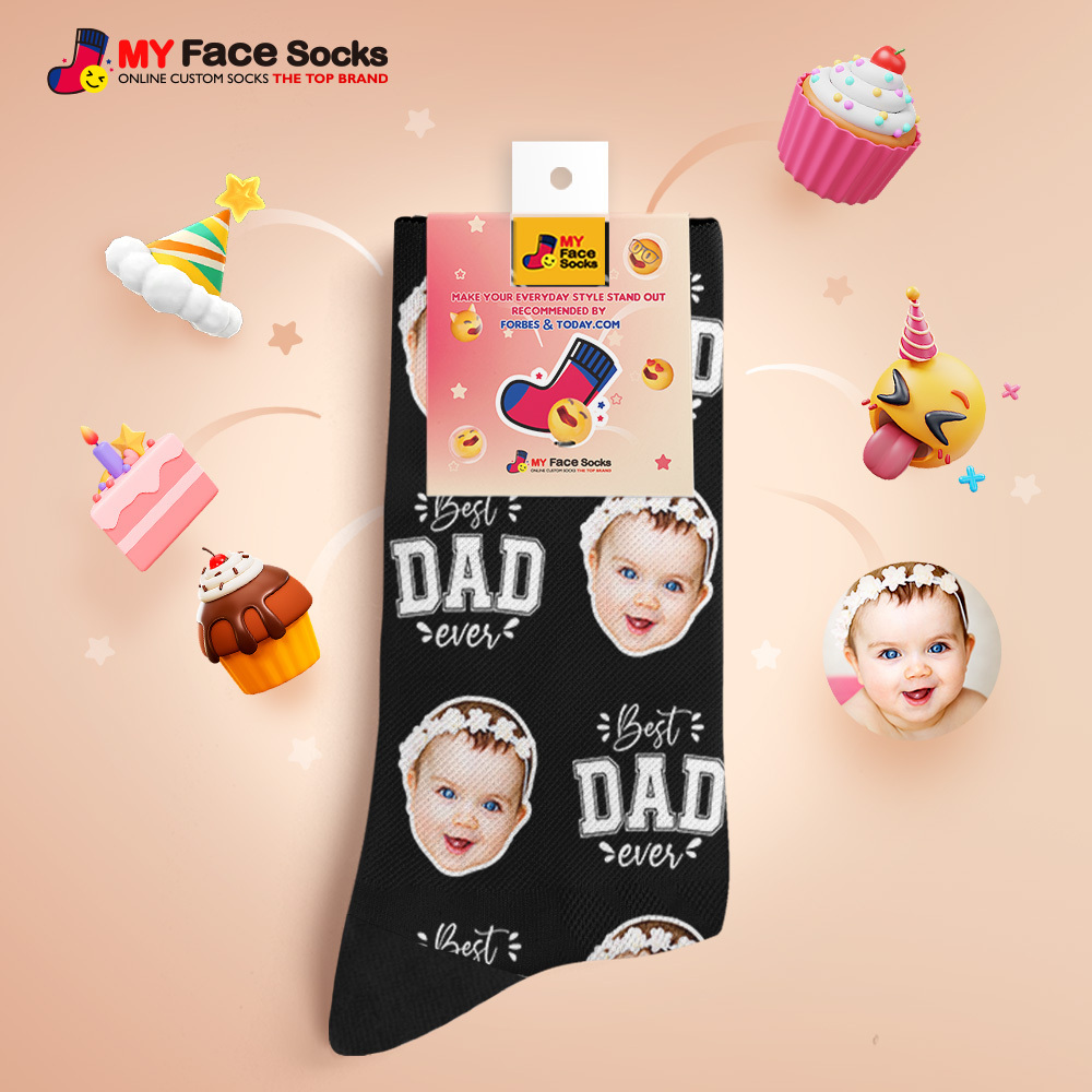 Custom Best Dad Ever Photo Print Socks Colorful  Dad Socks Personalized Custom Design Best Fathers Day Gift 