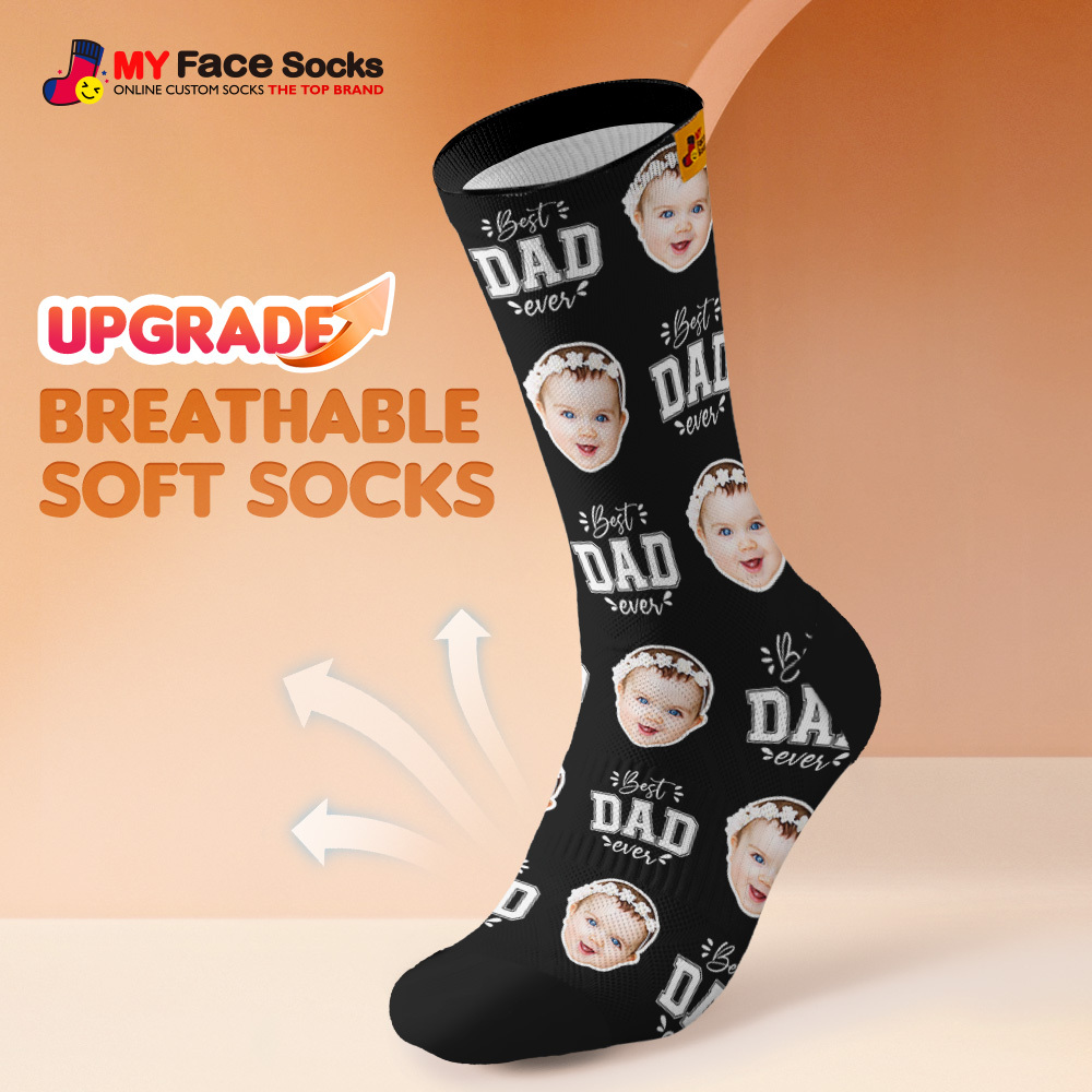 Custom Best Dad Ever Photo Print Socks Colorful  Dad Socks Personalized Custom Design Best Fathers Day Gift 