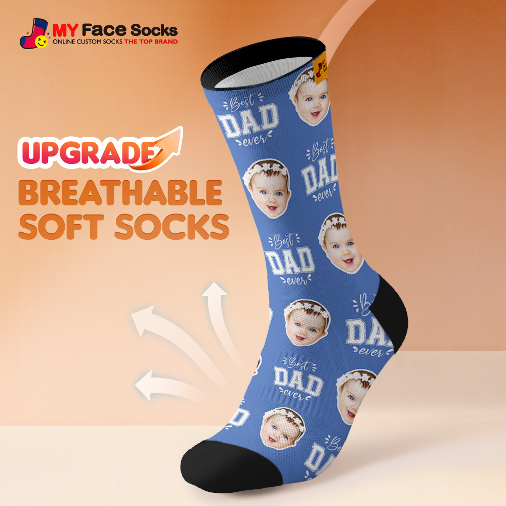 Custom Best Dad Ever Photo Print Socks Colorful Dad Socks Personalized Custom Design Best Fathers Day Gift