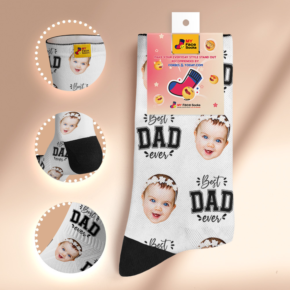 Custom Best Dad Ever Photo Print Socks Colorful  Dad Socks Personalized Custom Design Best Fathers Day Gift 