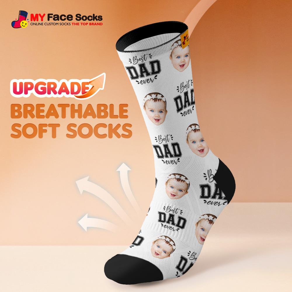 Custom Best Dad Ever Photo Print Socks Colorful Dad Socks Personalized Custom Design Best Fathers Day Gift