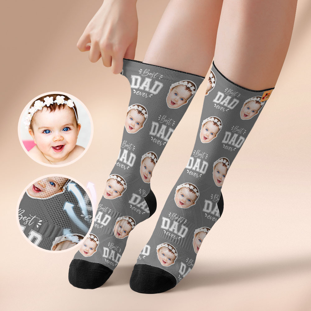 Custom Best Dad Ever Photo Print Socks Colorful Dad Socks Personalized Custom Design Best Fathers Day Gift