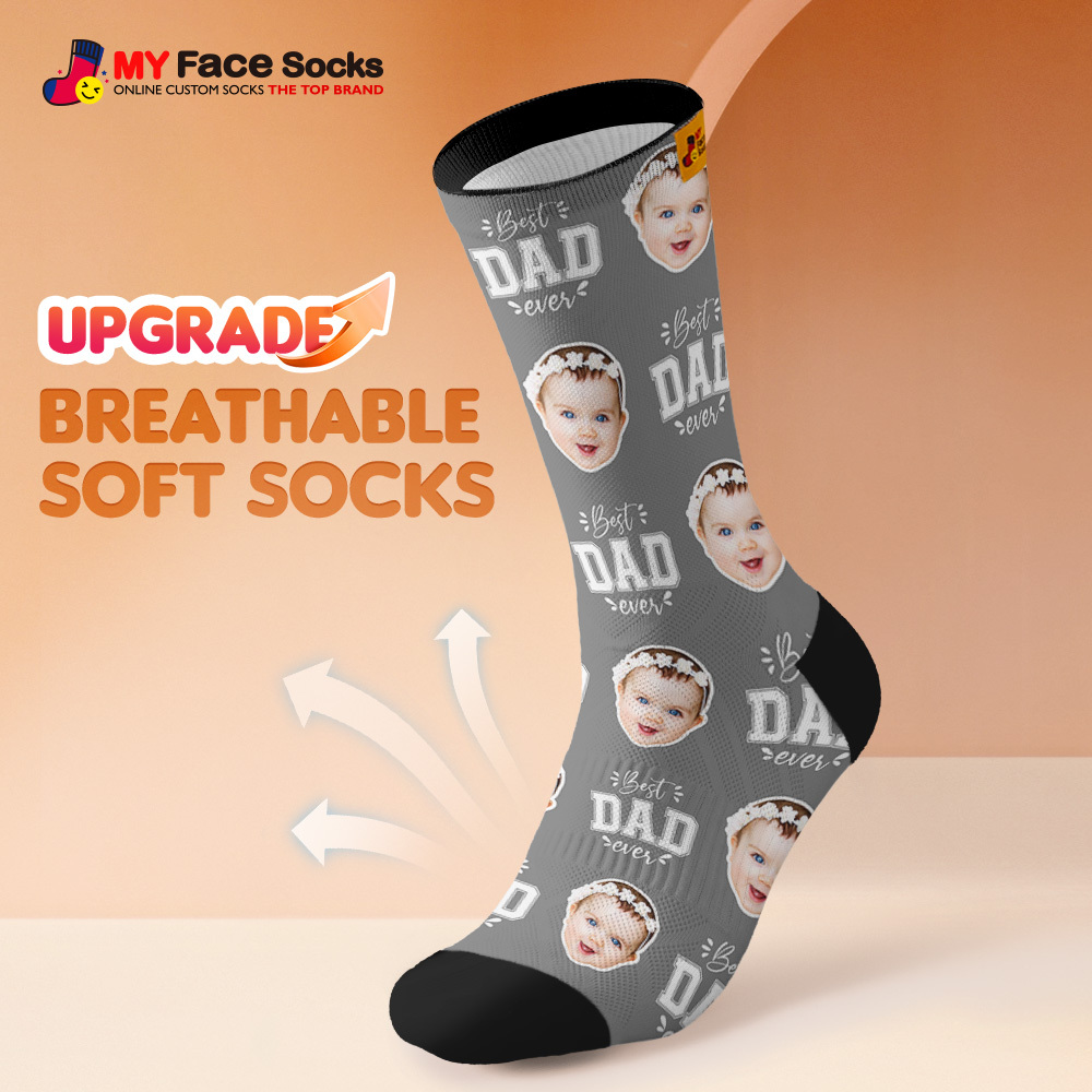 Custom Best Dad Ever Photo Print Socks Colorful  Dad Socks Personalized Custom Design Best Fathers Day Gift 