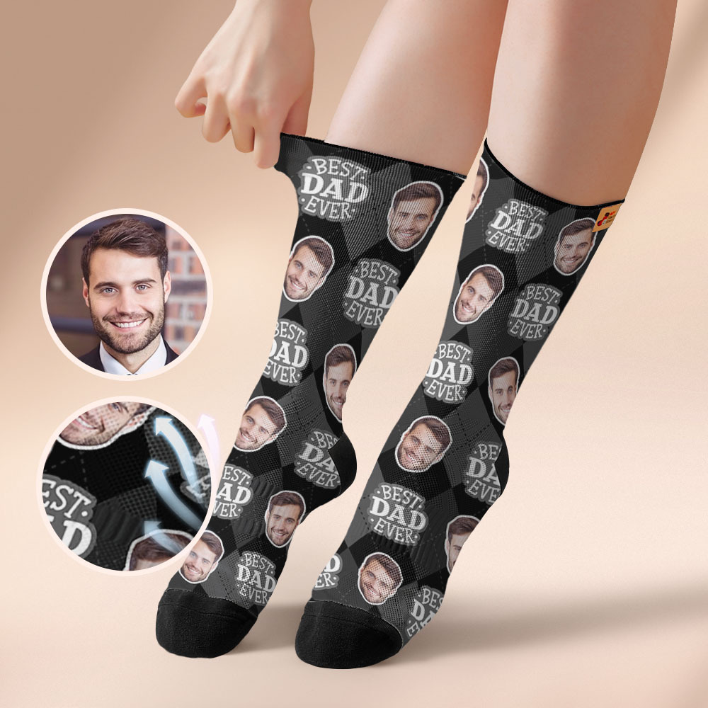 Custom Best Dad Ever Photo Print Socks Colorful Dad Socks Personalized Custom Design Best Fathers Day Gift