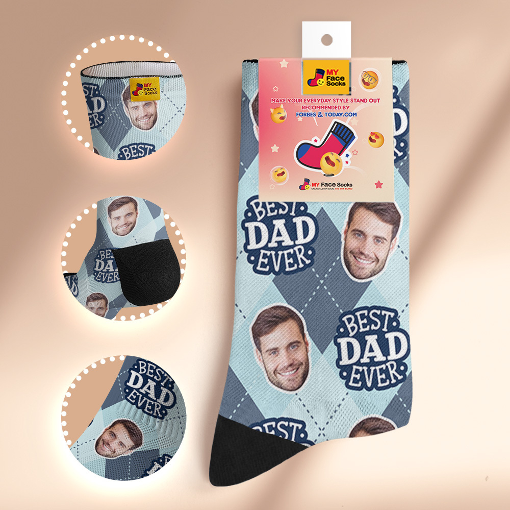 Custom Best Dad Ever Photo Print Socks Colorful  Dad Socks Personalized Custom Design Best Fathers Day Gift 