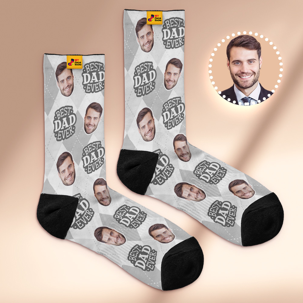 Custom Best Dad Ever Photo Print Socks Colorful Dad Socks Personalized Custom Design Best Fathers Day Gift