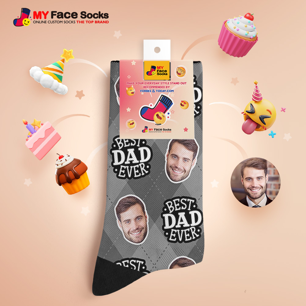 Custom Best Dad Ever Photo Print Socks Colorful  Dad Socks Personalized Custom Design Best Fathers Day Gift 