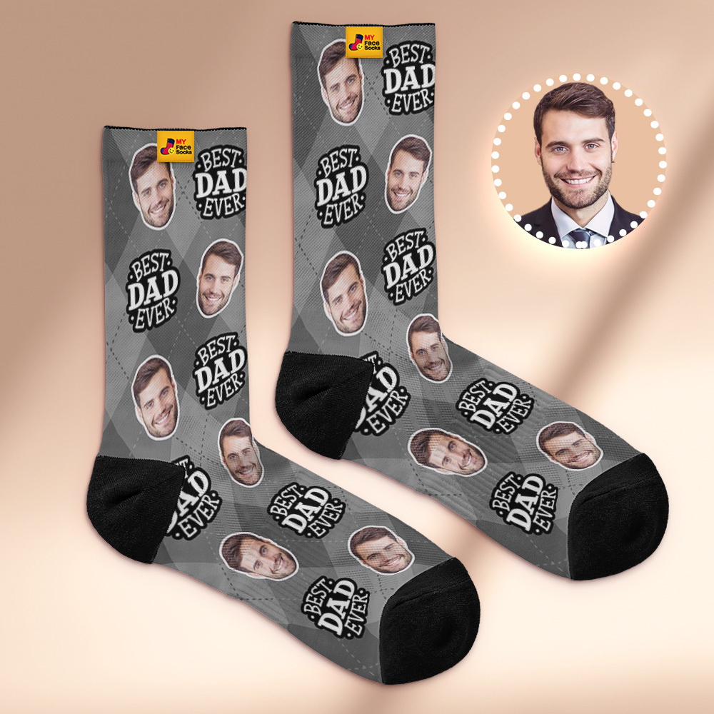 Custom Best Dad Ever Photo Print Socks Colorful Dad Socks Personalized Custom Design Best Fathers Day Gift